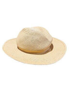 NWOT Janessa Leone Simone Packable Straw Fedora Hat Medium MSRP $287